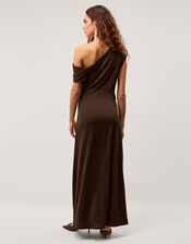 Trina Asymmetrical Embellished Jersey Maxi Dress, Brown (CHOCOLATE), large