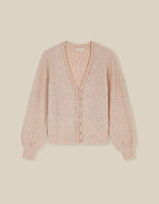 Talitha V-Neck Pointelle Cardigan, Mink (MINK), large