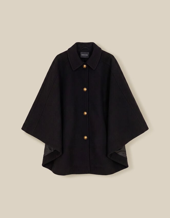 Claudie Cape Coat, Black (BLACK), large
