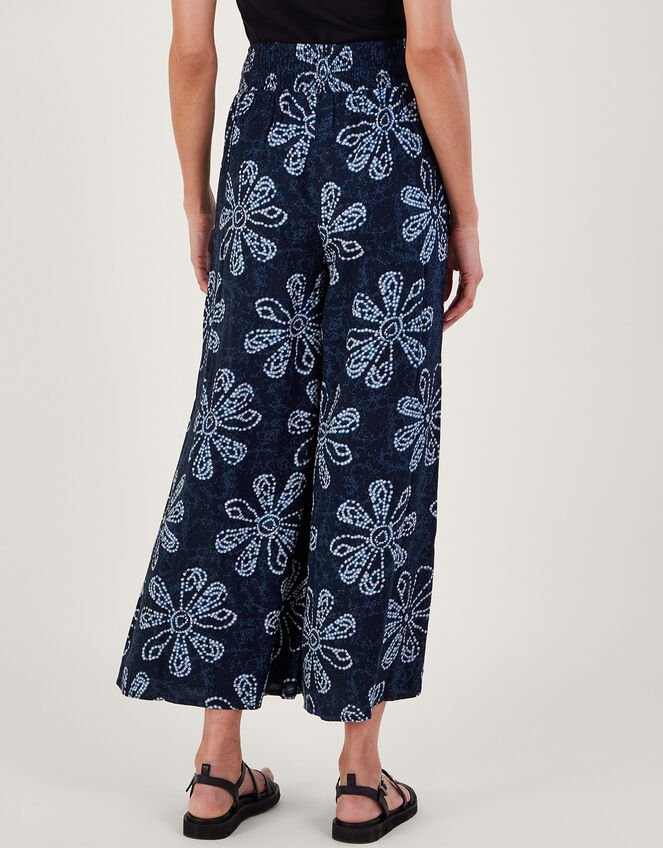 Batik Print Floral Trousers in LENZING™ ECOVERO™, Blue (NAVY), large