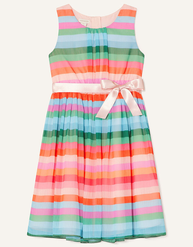 Desert Stripe Chiffon Dress, Pink (PALE PINK), large