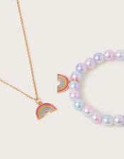 Rainbow Charm Necklace and Bracelet Set, , large