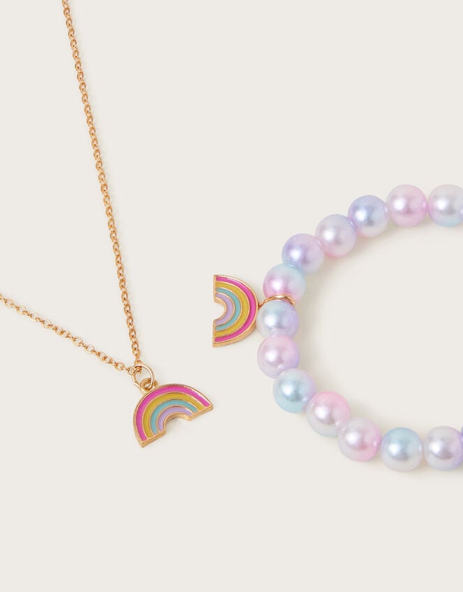 Rainbow Charm Necklace and Bracelet Set, , large