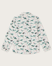 All Over Dinosaur Print Christmas Shirt, Ivory (IVORY), large