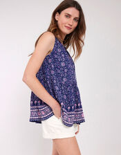 East Alice Crinkle Sleeveless Top, Blue (NAVY), large