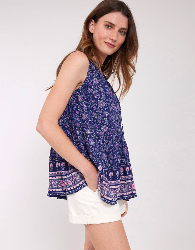 East Alice Crinkle Sleeveless Top, Blue (NAVY), large