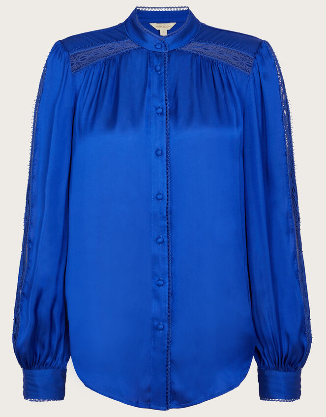 Beth Satin Blouse	, Blue (COBALT), large