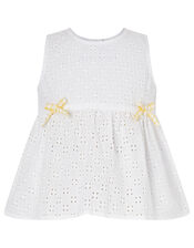 Baby Broderie Top and Gingham Shorts Set, Yellow (YELLOW), large