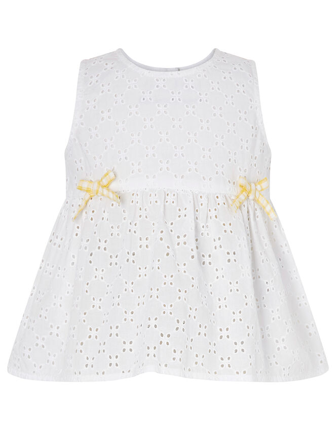 Baby Broderie Top and Gingham Shorts Set, Yellow (YELLOW), large