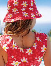 Frugi Amelia Daisy Print Swimsuit, Pink (PINK), large