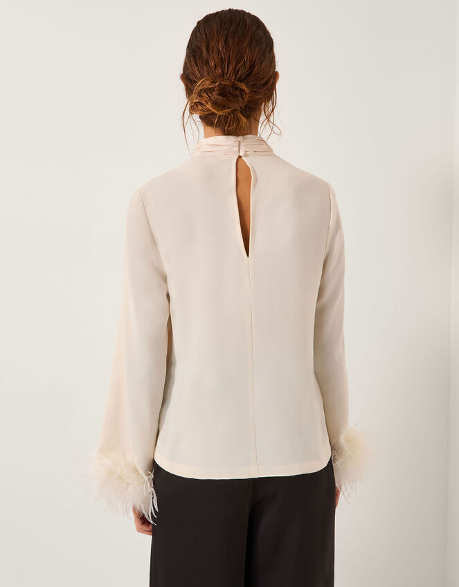 Luella Feather Cuff Top, Ivory (IVORY), large