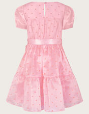 Flock Spot Short Sleeve Dress, Pink (PINK), large