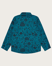 Woodland Animal Print Shirt, Teal (TEAL), large