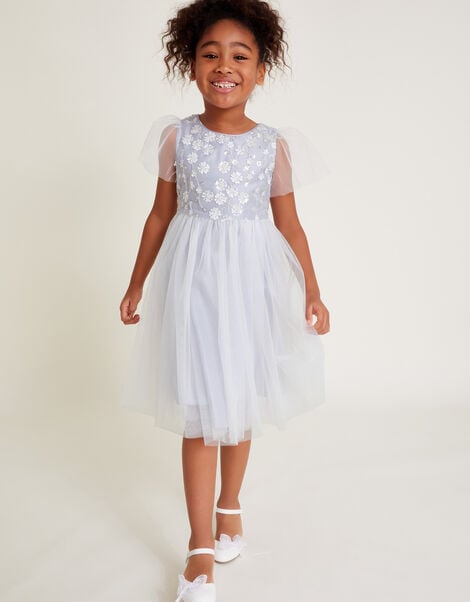 Bella Floral Embellished Dress, Grey (GREY), large