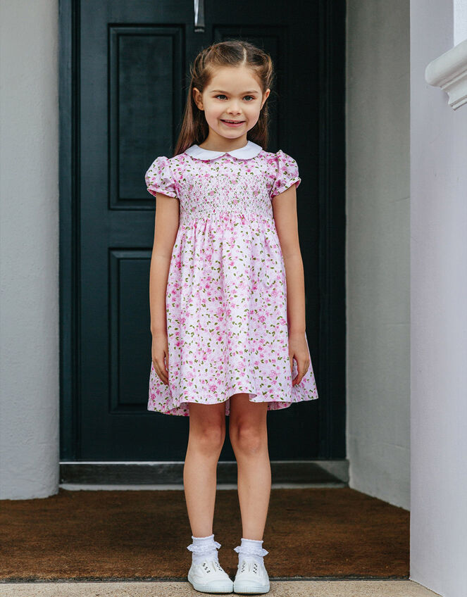 Trotters Rosie Smocked Dress, Pink (PINK), large