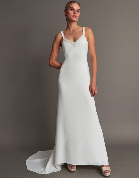 Kate Pearl Trim Bridal Maxi Dress Ivory, Ivory (IVORY), large