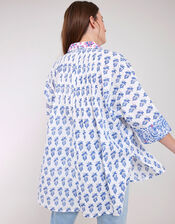 East Aoki Block Print Shirt, Blue (BLUE), large