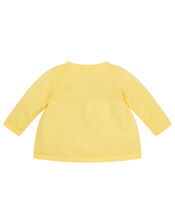 Newborn Embroidered Chick Cardigan, Yellow (YELLOW), large