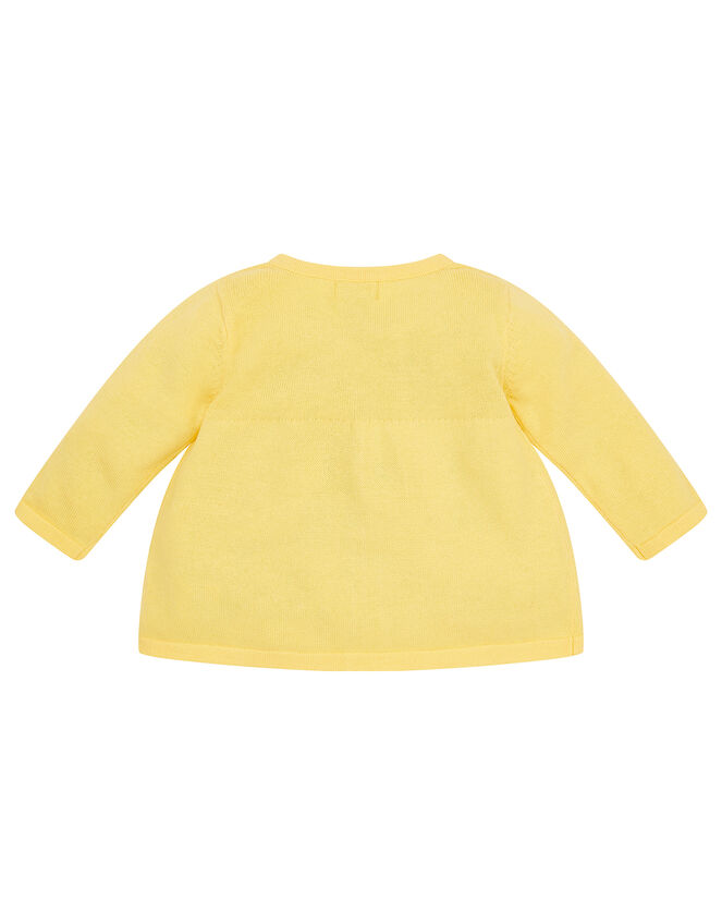 Newborn Embroidered Chick Cardigan, Yellow (YELLOW), large