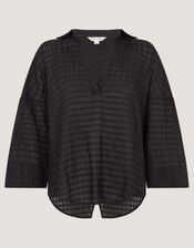 Nora Textured Cotton Shirt, Black (BLACK), large