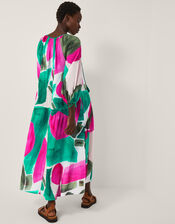 Miley Colour Block Midi Dress, Green (GREEN), large