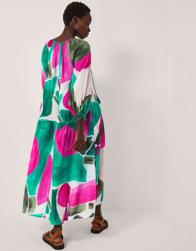 Miley Colour Block Midi Dress, Green (GREEN), large