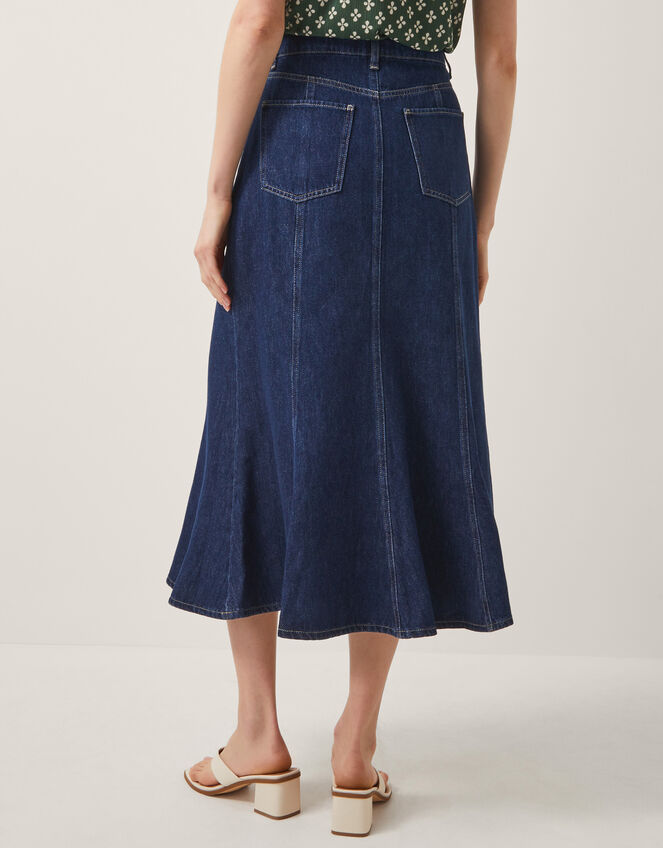 Fran Seam Denim Maxi Skirt, Blue (INDIGO), large