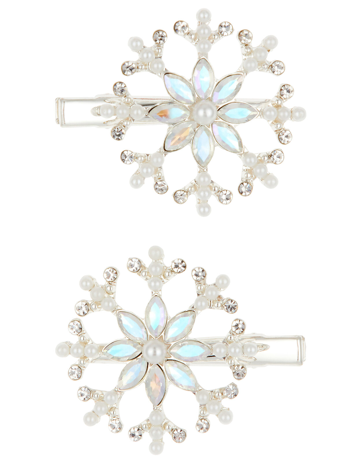 Cosmic Frost Crystal Snowflake Hair Clips
