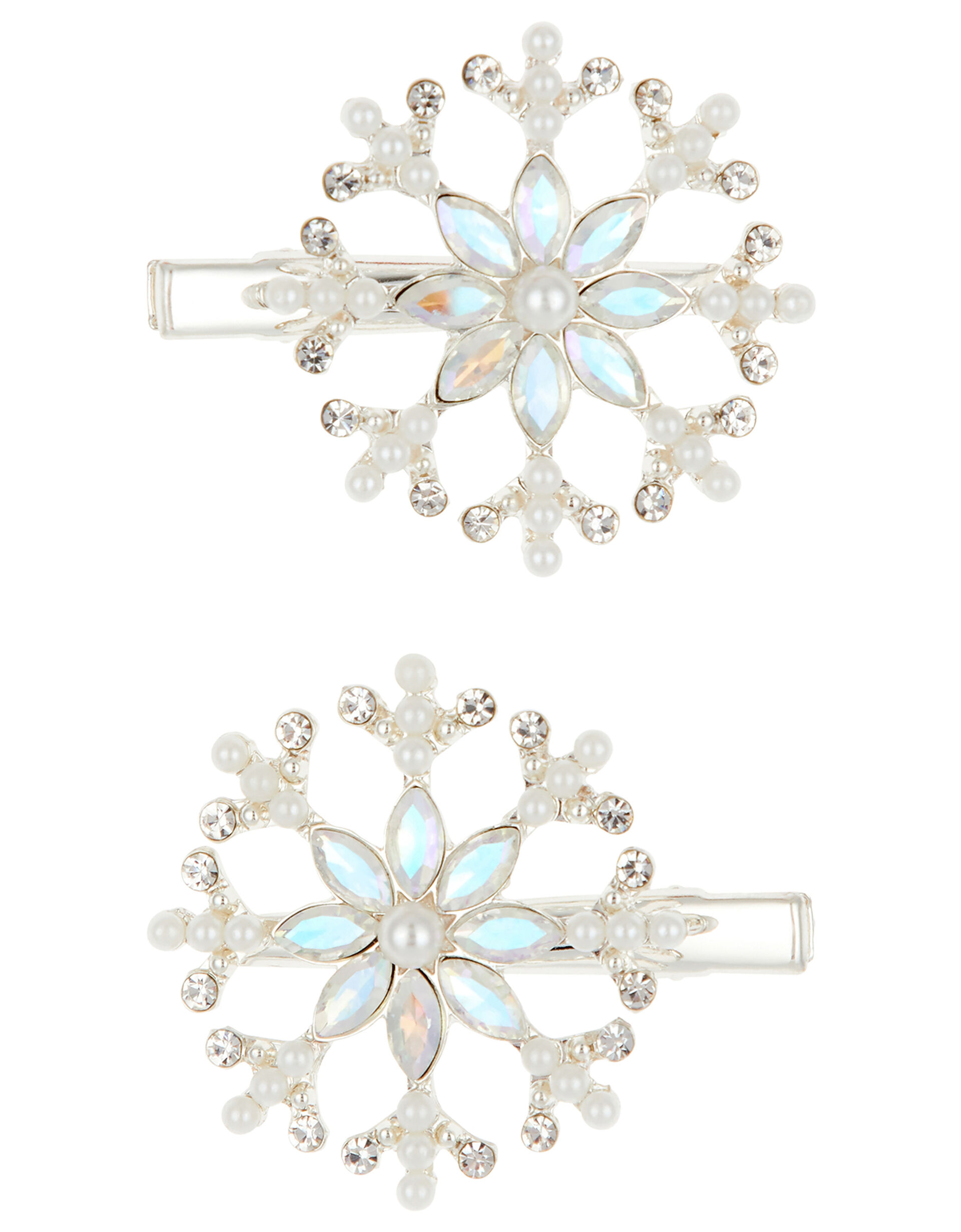 Cosmic Frost Crystal Snowflake Hair Clips, , large