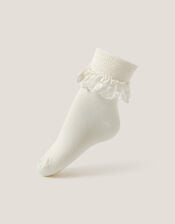 Olivia Bow Lace Socks, Ivory (IVORY), large