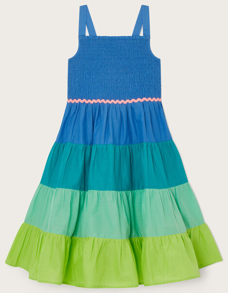Shirred Colourblock Beach Dress, Green (GREEN), large