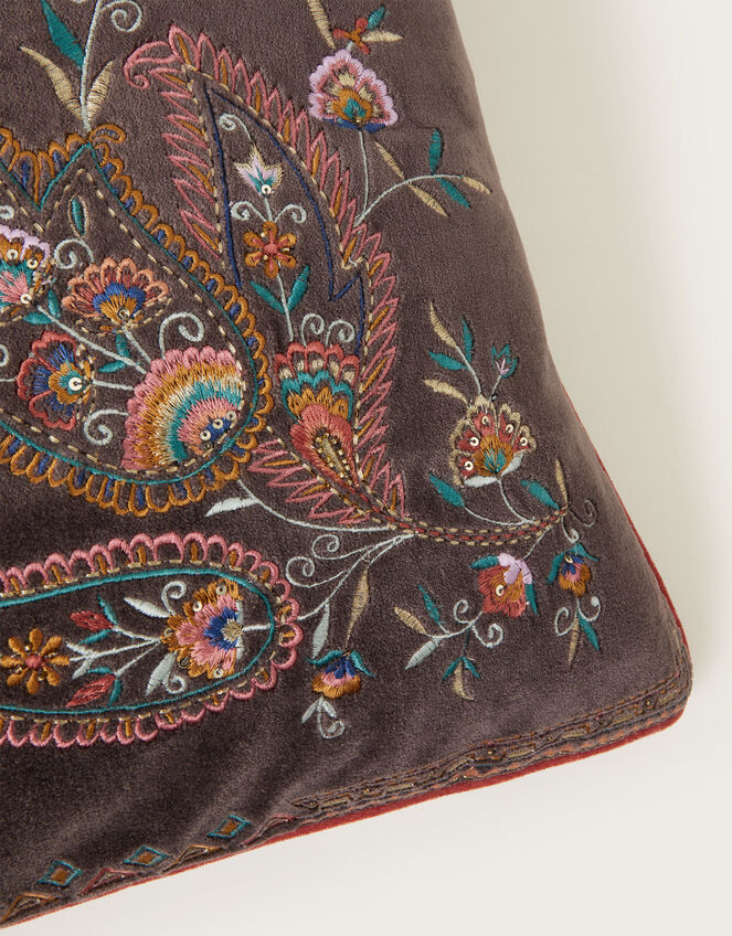 Embroidered Paisley Cushion, , large