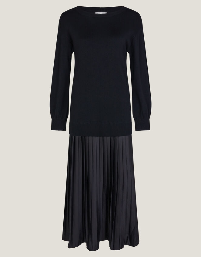 Fia Jumper Pleated Midi Dress, Black (BLACK), large
