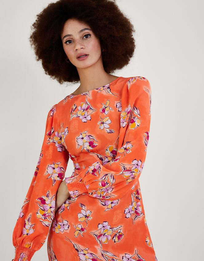 Talitha Tea Dress in Sustainable Viscose, Orange (ORANGE), large