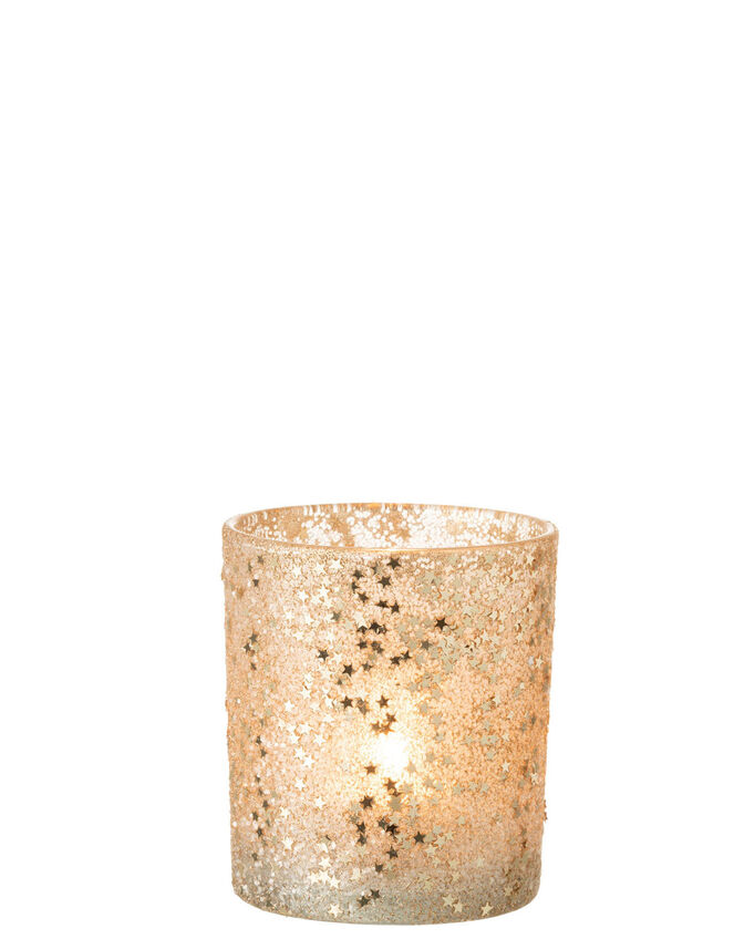 Star and Glitter Tealight Holder, Bronze (BRONZE), large