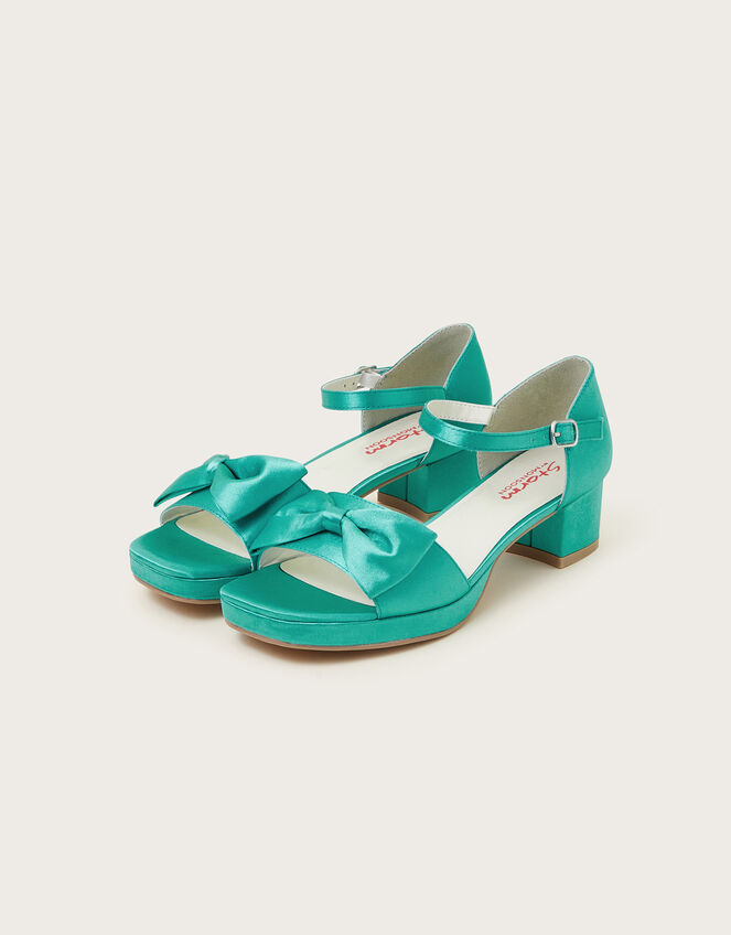 Satin Platform Sandals, Green (PALE GREEN), large