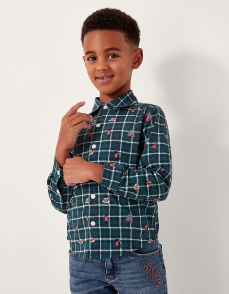 Christmas Check Shirt, Green (GREEN), large