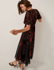 Carolyn Midi Devoré Dress, Black (BLACK), large