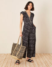 Animal Print Jute Shopper Bag, , large
