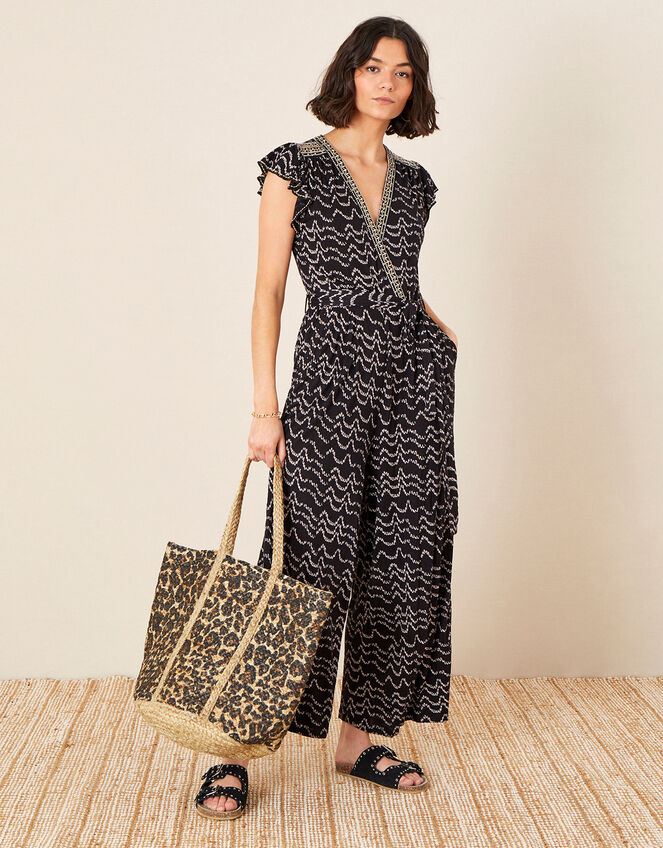 Animal Print Jute Shopper Bag, , large