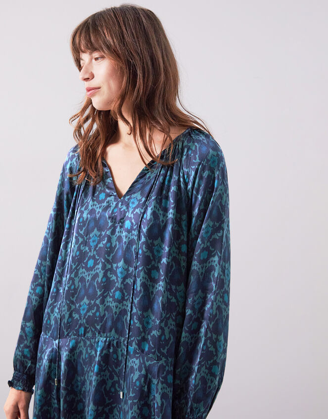 East Bridget Print Long Sleeve Maxi Dress, Teal (TEAL), large