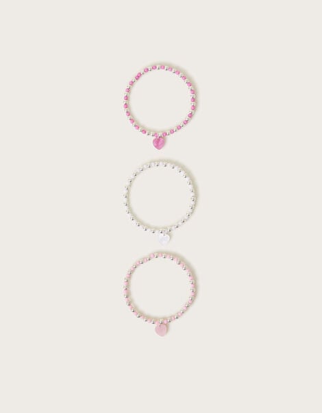 3-Pack Heart Charm Bead Bracelets, , large