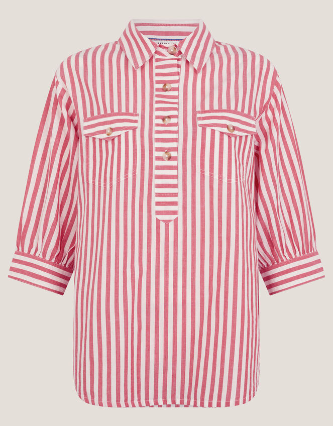 Liv 3/4 Sleeve Stripe Shirt, Red (RED), large