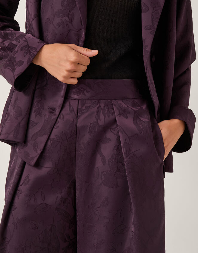 Rory Floral Satin Wide Leg Pants, Purple (PURPLE), large