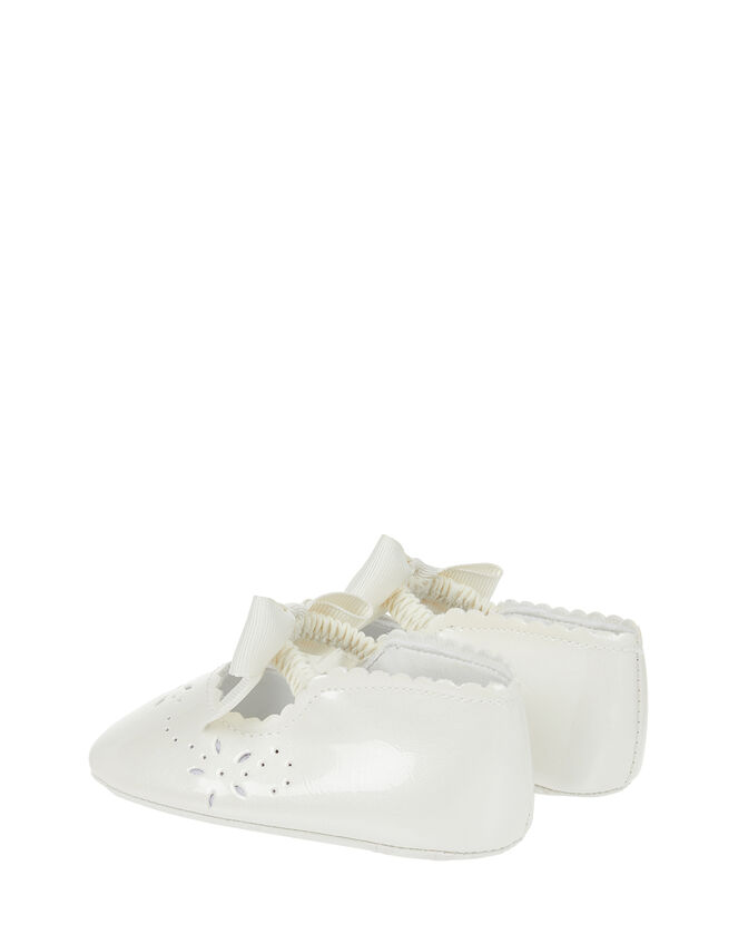 Baby Floral Patent Booties, Ivory (IVORY), large