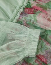 Baby Nadia Long Sleeve Rose Party Dress, Green (SAGE), large