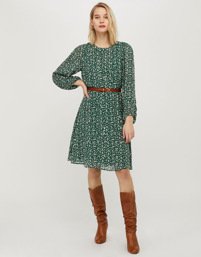 Marty Printed Dress in Sustainable Viscose, Green (GREEN), large