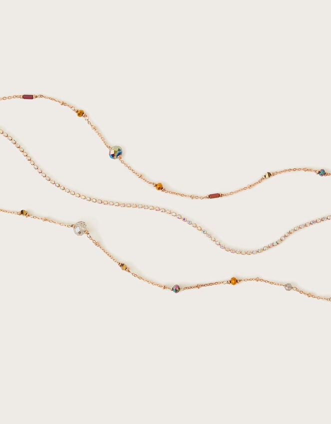 Long Beaded Multi Row Necklace, , large
