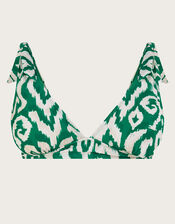 Ikat Print Bikini Top, Green (GREEN), large