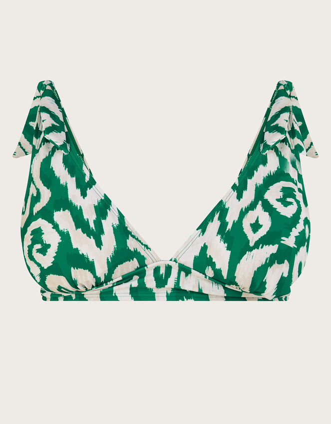 Ikat Print High Waist Bikini Bottoms with Recycled Polyester Green